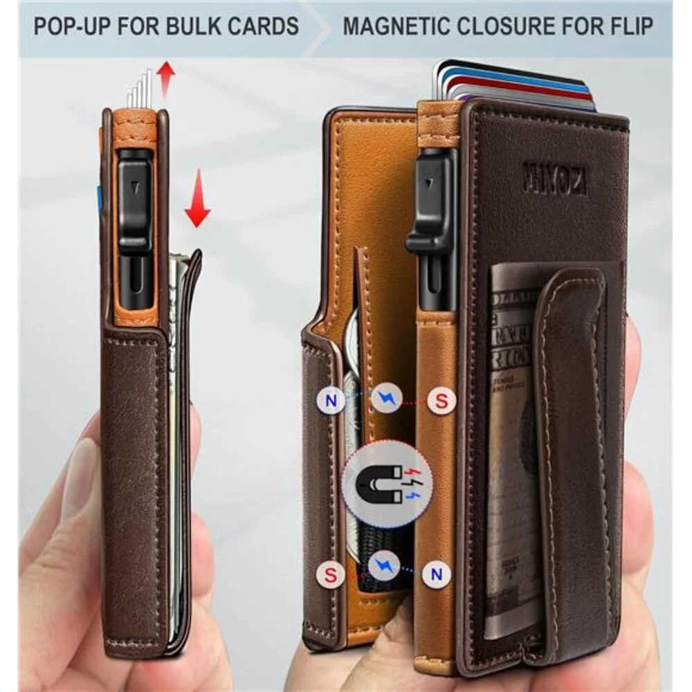 Men Wallet,with Money Clip Coins Pocket ID Window,Slim Front Pocket RFID